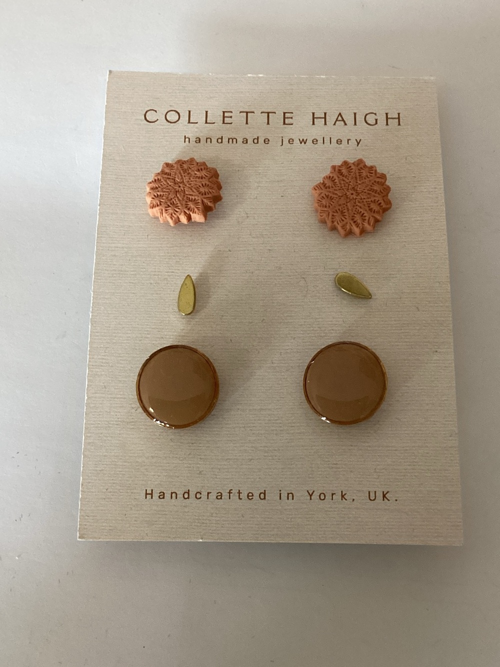 Collette Haigh Handmade Earring Set - Peach & Tan